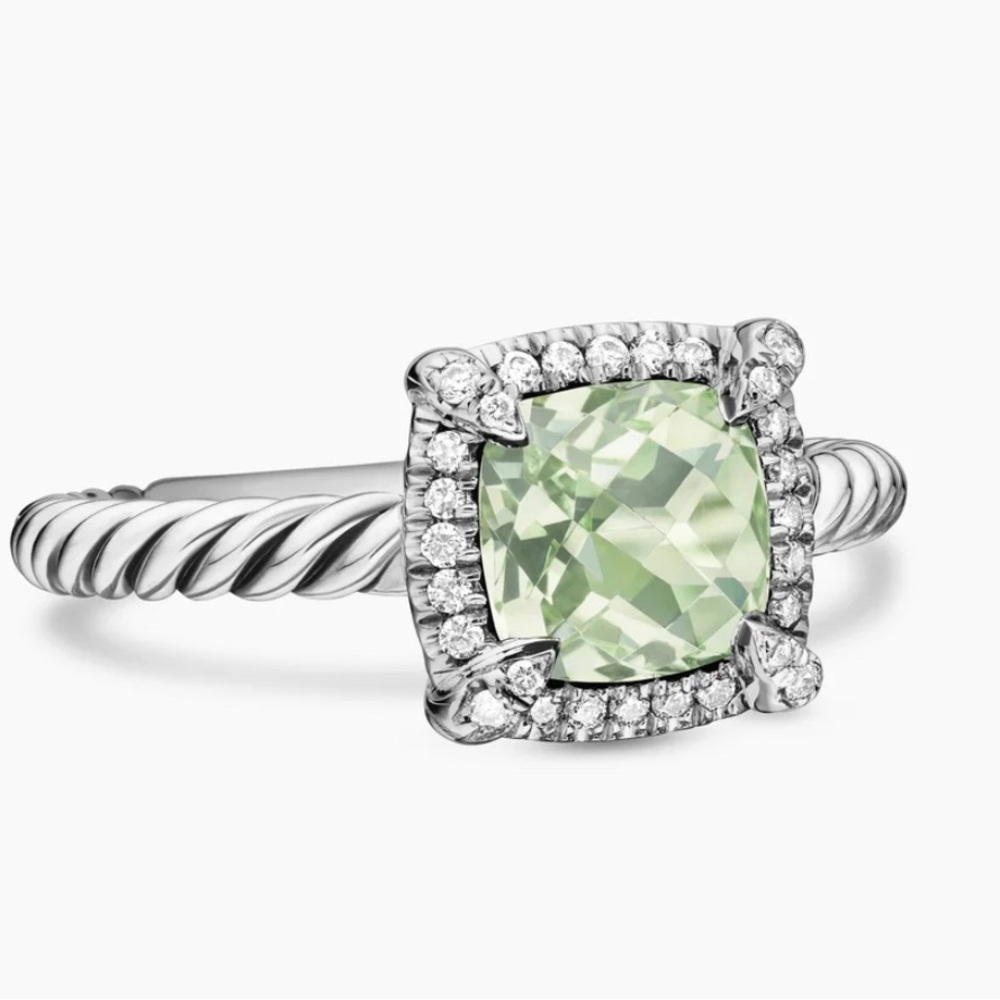 David Yurman Petite Chatelaine Pave Bezel Sterling Silver, Prasiolite, Diamonds